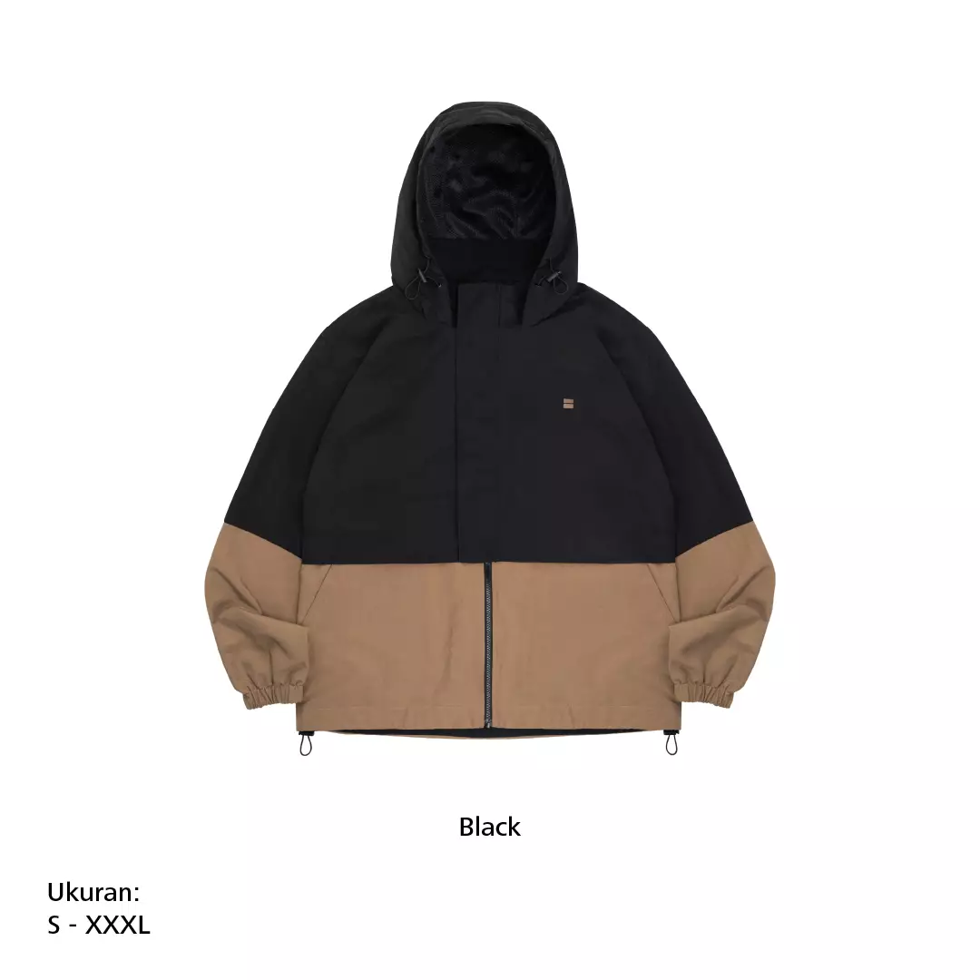 Tiverton Windbreaker Basic Jacket Hangout Pria Wanita Harian Jaket Ringan Multifungsi - Hitam