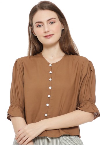 Jual Aromore Blouse Wanita Korea Aromore Raffy Brown Shirt Original Zalora Indonesia