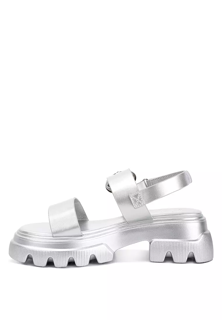 Silver Metallic Chunky Sandals