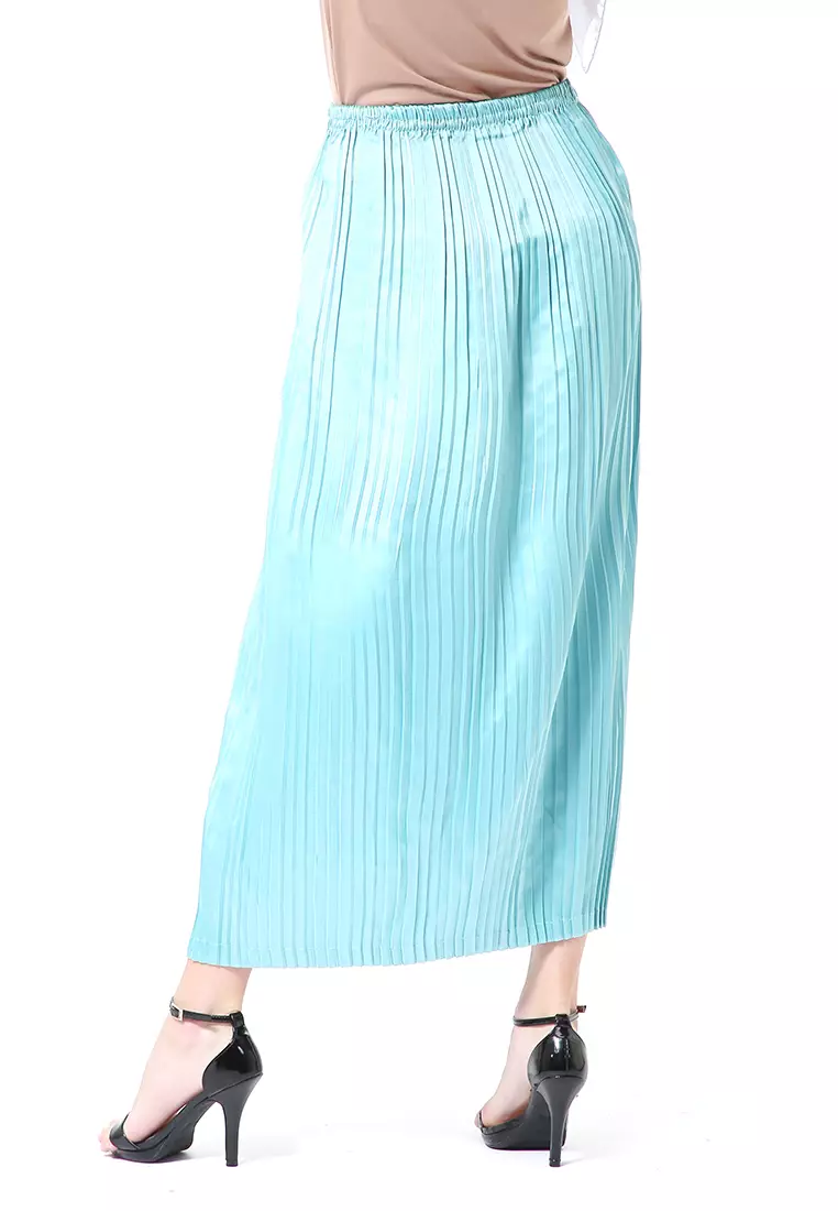 Angely Rok Plisket Rubbery Waist Fashion Wanita Simple - Mint
