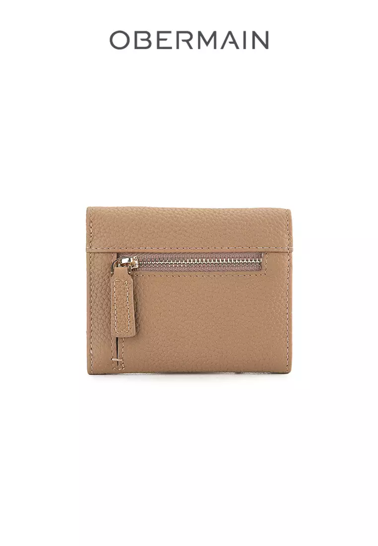 Ladies RFID Short Wallet Genuine Leather Pink