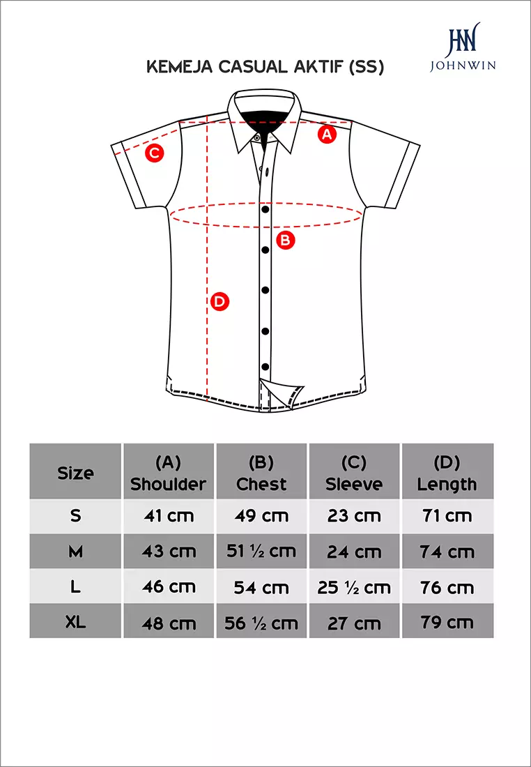 Johnwin - Kemeja Casual - Lengan Pendek - Men Shirt - Slim Fit - Abu - ASH.670.S880.597.C S/S