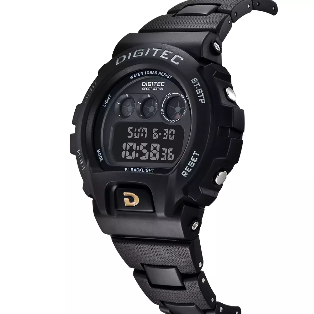 DIGITEC Jam Tangan Pria Digital DG-5198R with Digital Features BK-4B Black