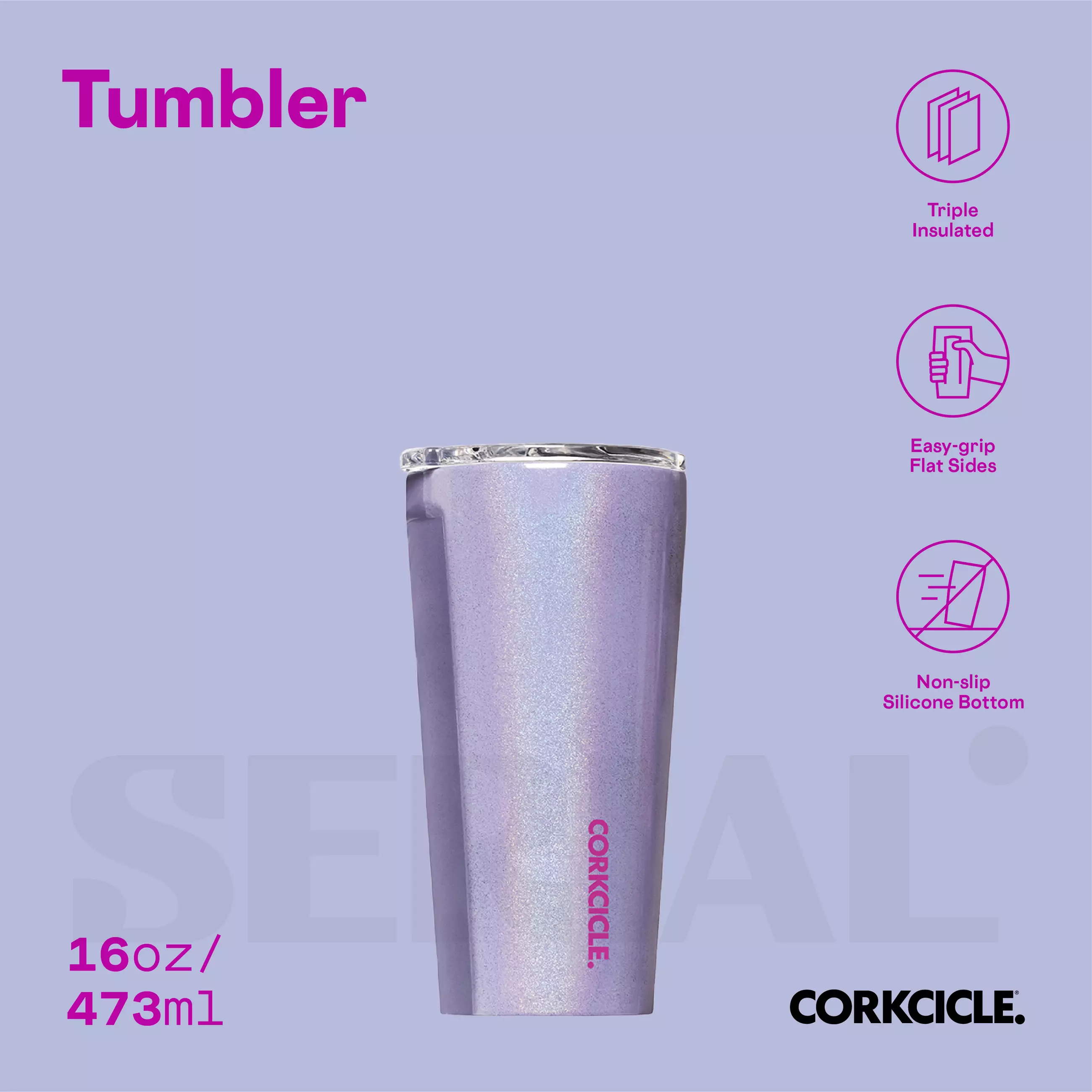 CORKCICLE® Tumbler 16oz - Unicorn Magic Sparkle Pixie Dust