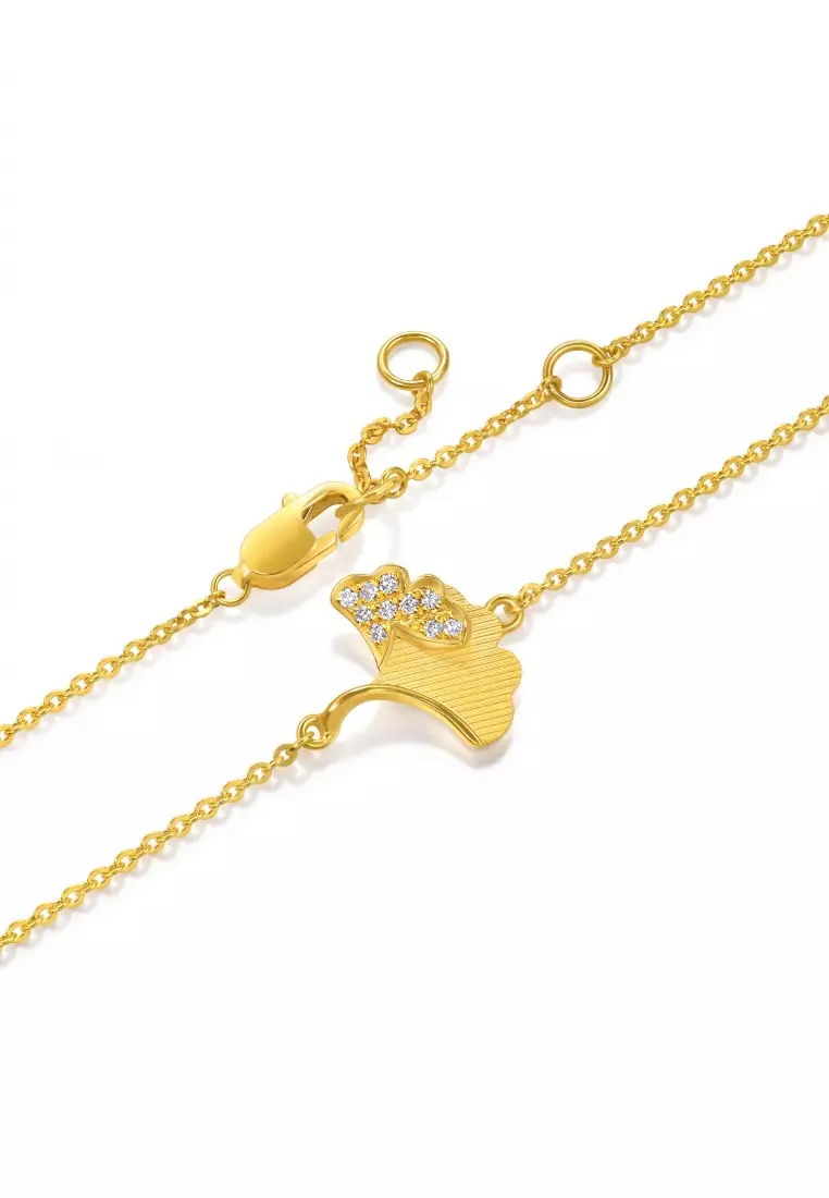 999 24K Gold Essence Ginkgo Leaf Bracelet for Women 94561B