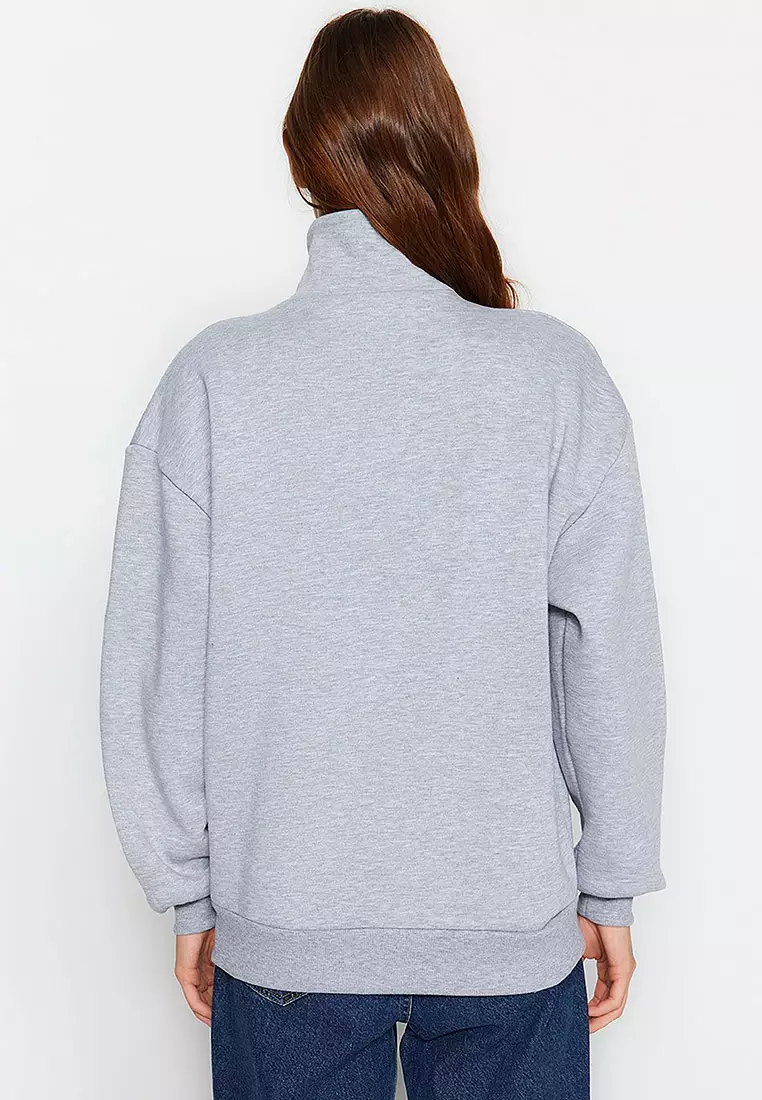 Zipper Printed Sweatshirt