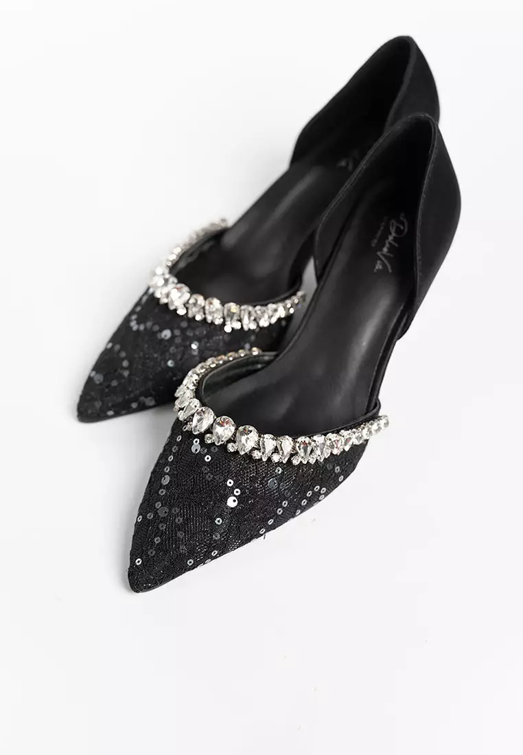 Irish Lace Glitter Heels