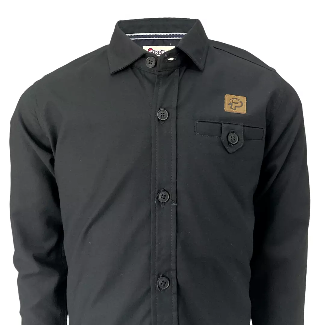 Pingu Kemeja Anak Laki Laki Polos Panjang Hitam 92101131