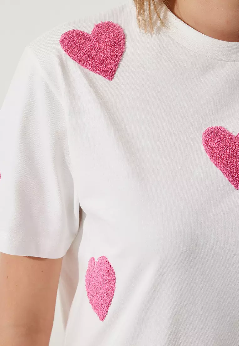 Textured Heart Oversize Knitted T-Shirt