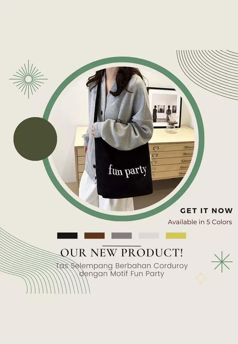 Wakakids Tas Selempang Wanita Pria Unisex Sling Korean Bag Corduroy Fun Party Venrc Kuning