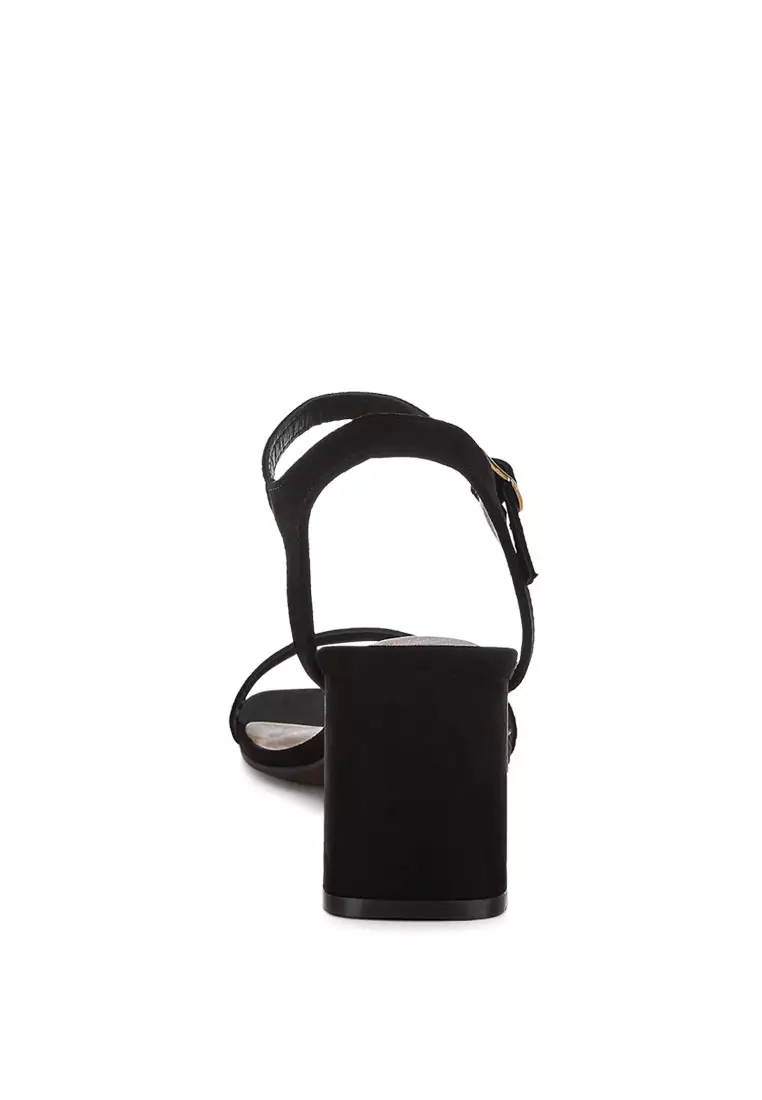 Square Toe Block Heels In Black