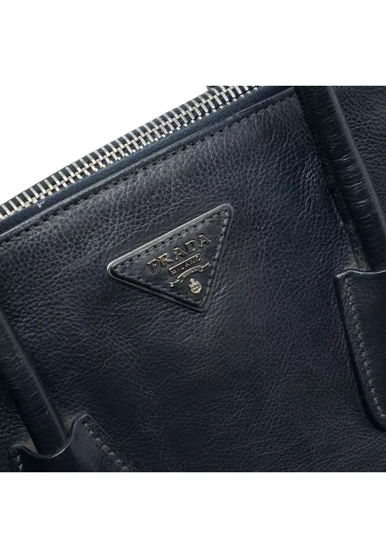 Pre-Loved Prada Glace Calf Twin Pocket Double Handle Satchel