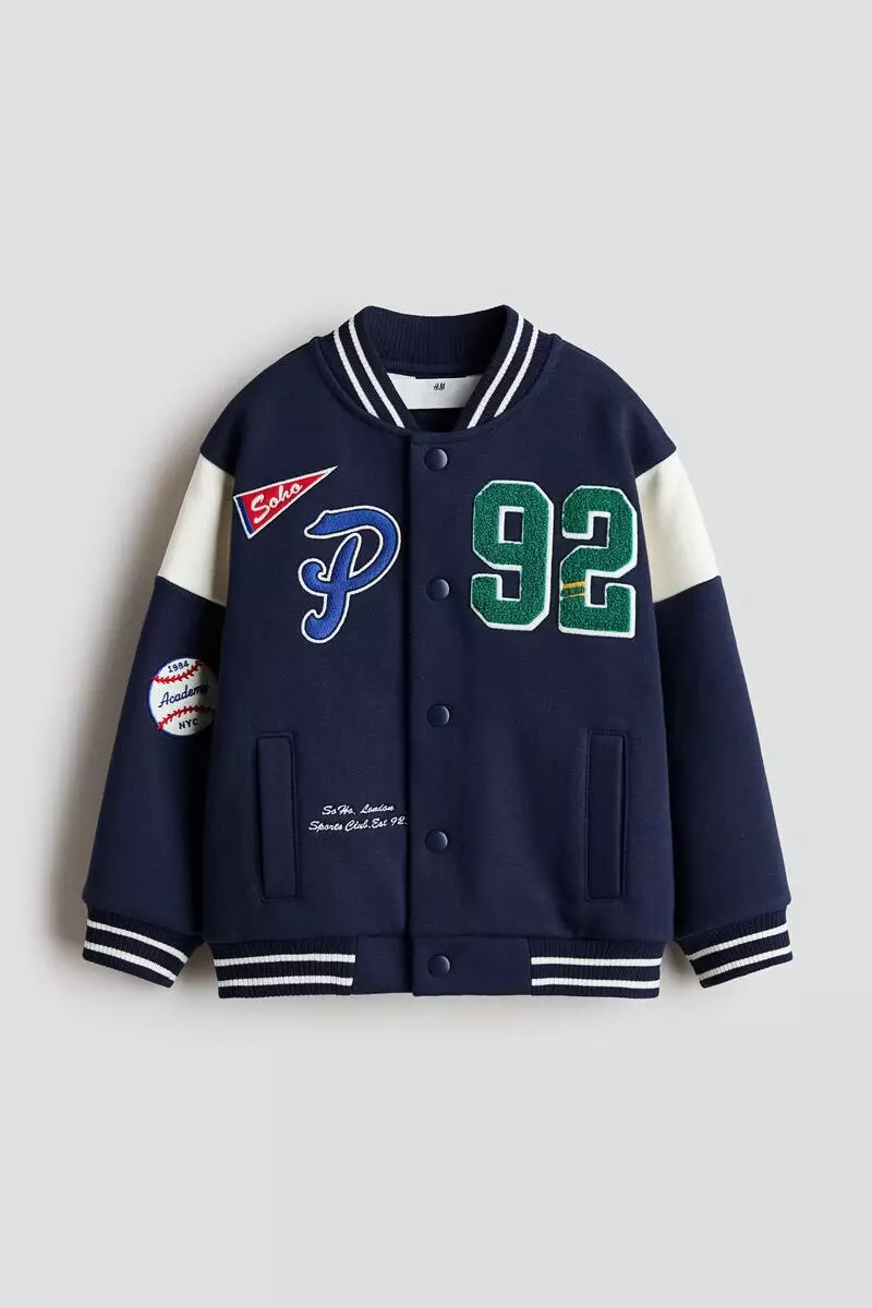 Motif-detail baseball jacket