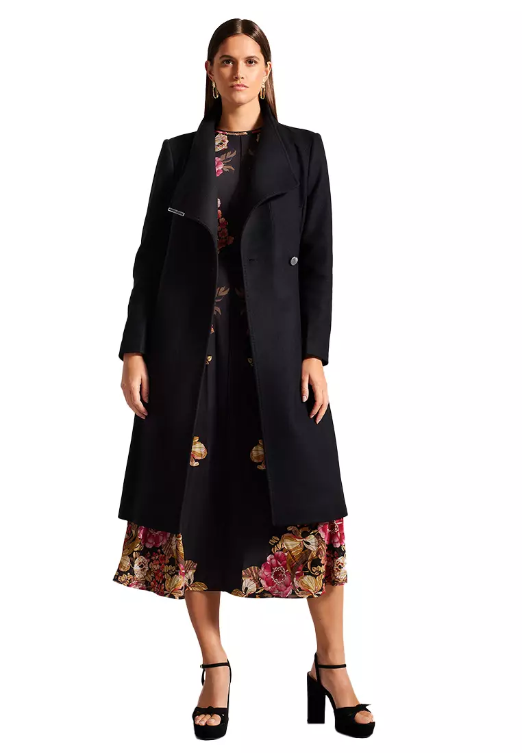 Buy TED BAKER Ted Baker Midi Wool Wrap Coat With Shoulder