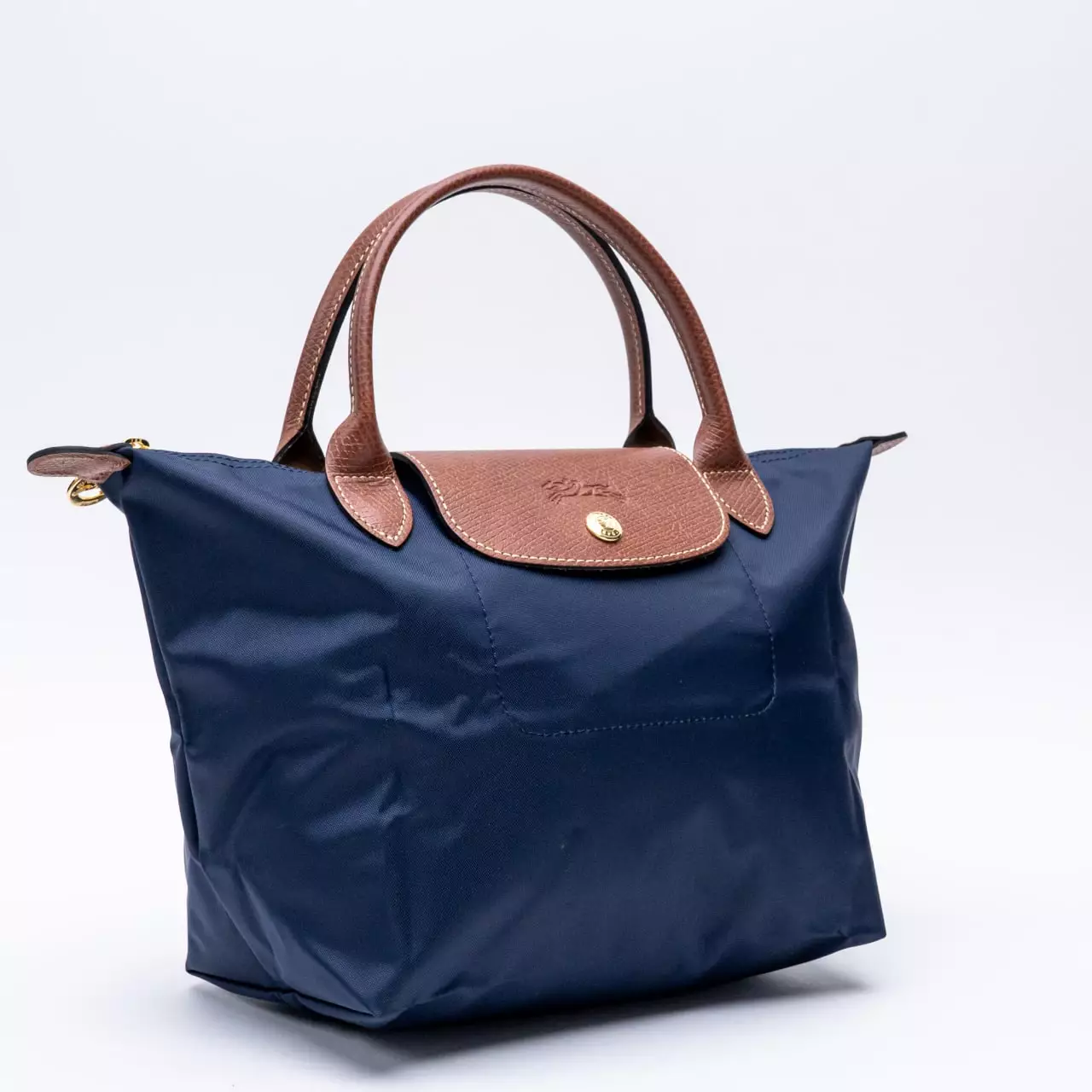 Le Pliage Original Small Top Handle Bag Navy/Brown