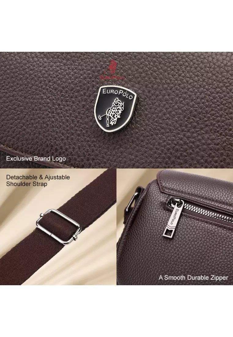 Euro Polo Men's Casual Faux Leather Sling Bag with Gift Box EBA 51207