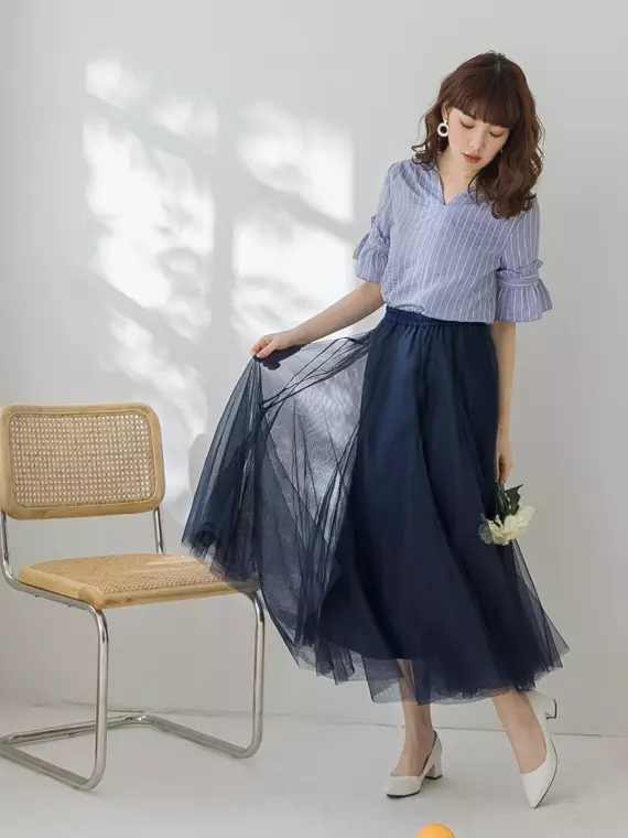 Elastic waist sales long skirt