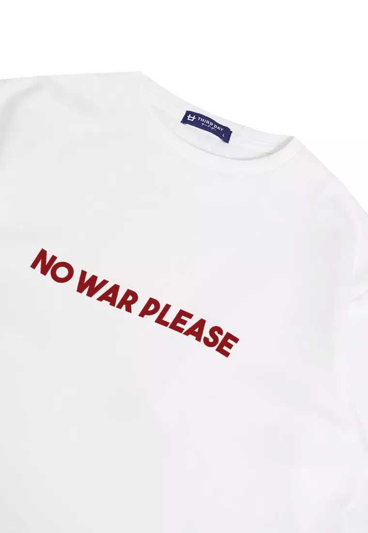 MTQ85 kaos oversize bahan scuba tebal unisex "no war please" putih
