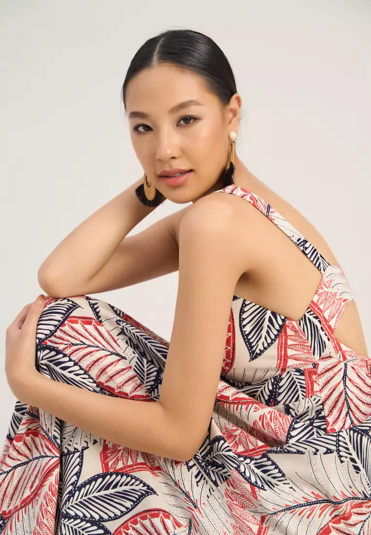 Tropical Linen Midi Dress