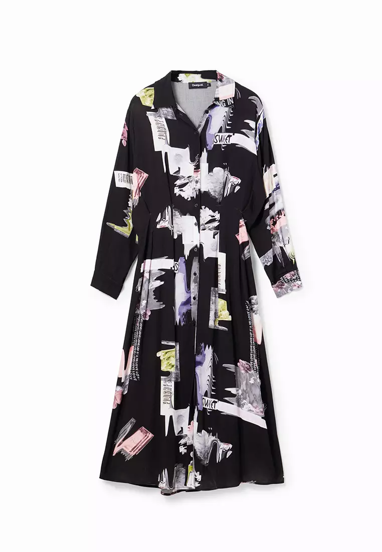 Desigual Women's Sandy Long Dress Vest - Black, Size XS (36), 100% Polyester, Spring/Summer Collection