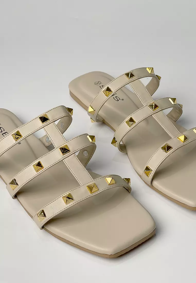 Seis Viramid Sandal Teplek Wanita series-CREAM
