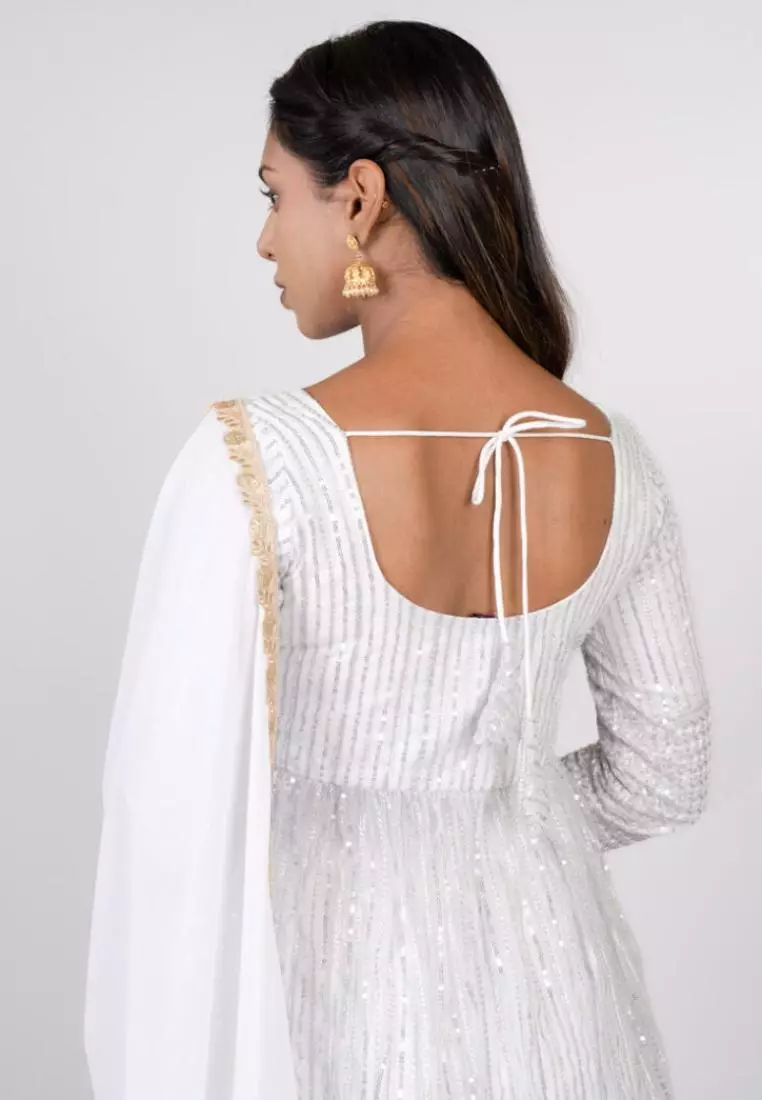 White plain anarkali kurti sale