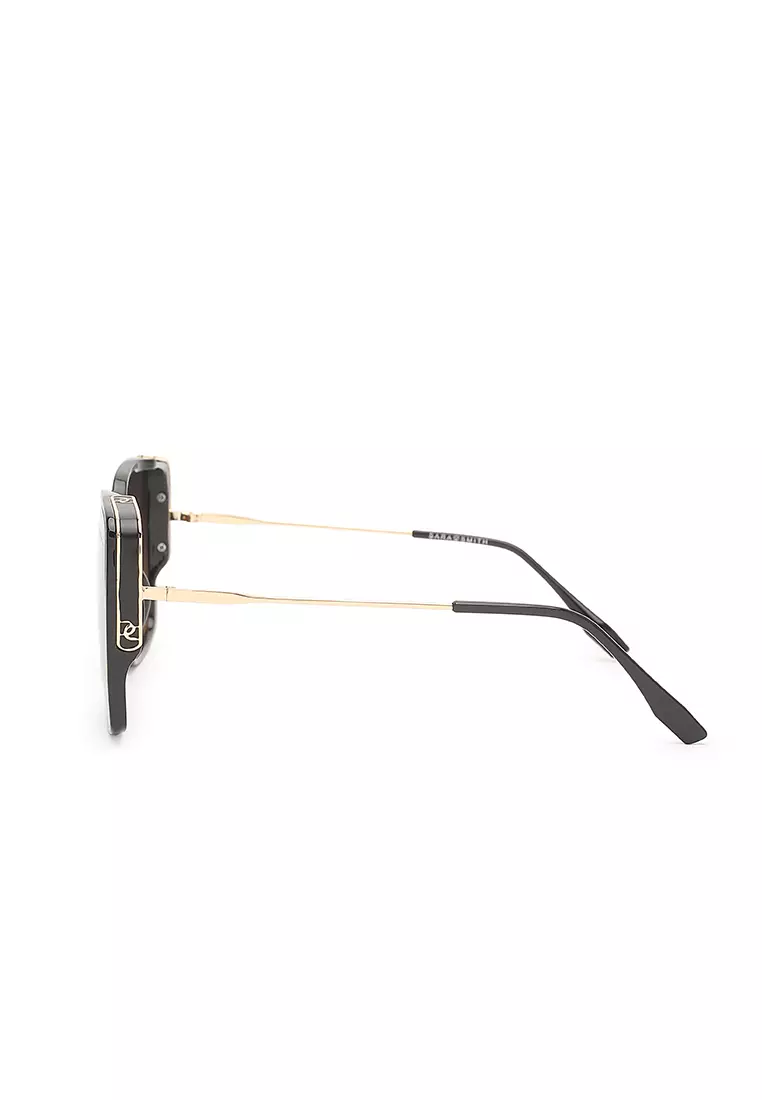 Unisex Fashion Sunglasses - Glossy Black / Grey-Orange