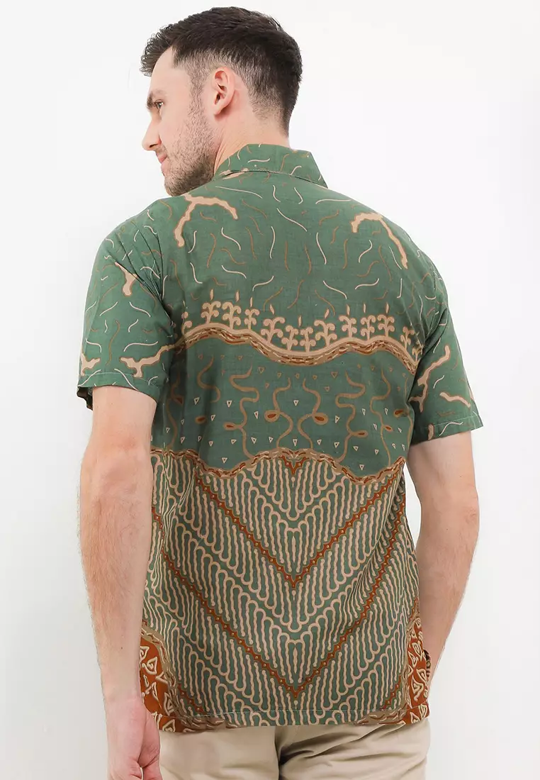 Meylika Kemeja Batik Premium Pria Casual Modern Lengan Pendek
