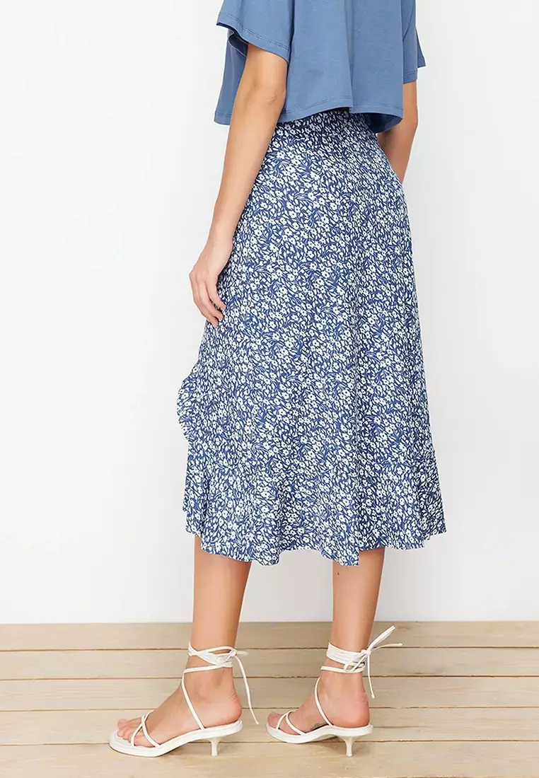 High Waist Print Midi Skirt