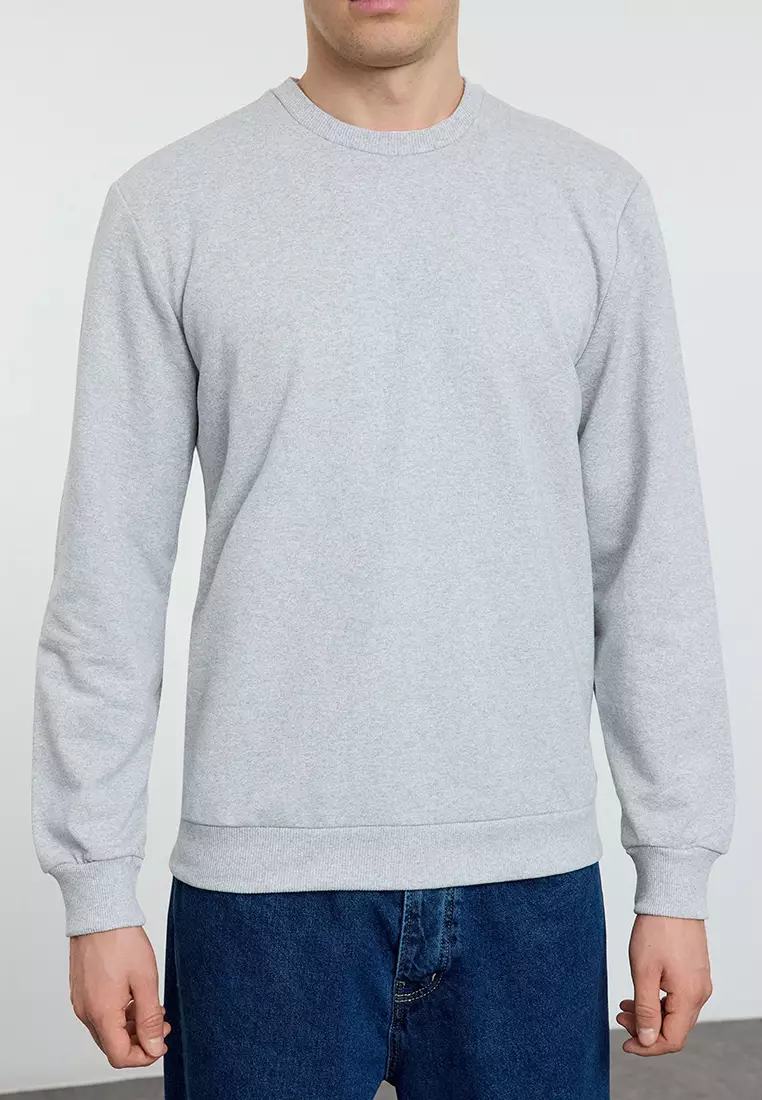 Gray Melange Regular/Normal Cut Basic Sweatshirt TMNAW21SW1208