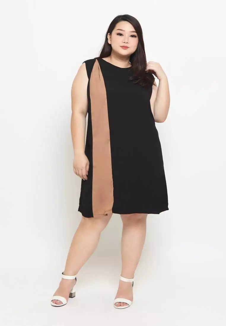 Plus Size Dress Avina Black/Brown