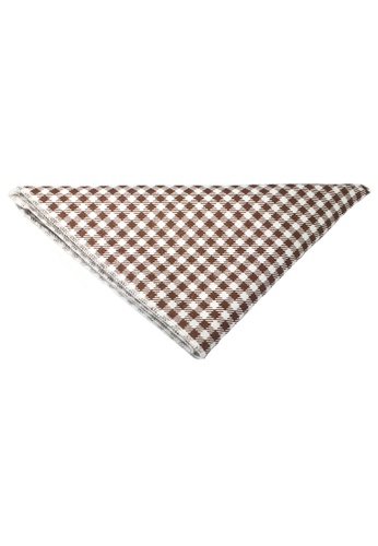 Splice Cufflinks brown Patchwork Series Small Brown Plaids Design Cotton Pocket Square SP744AC92DKLSG_1