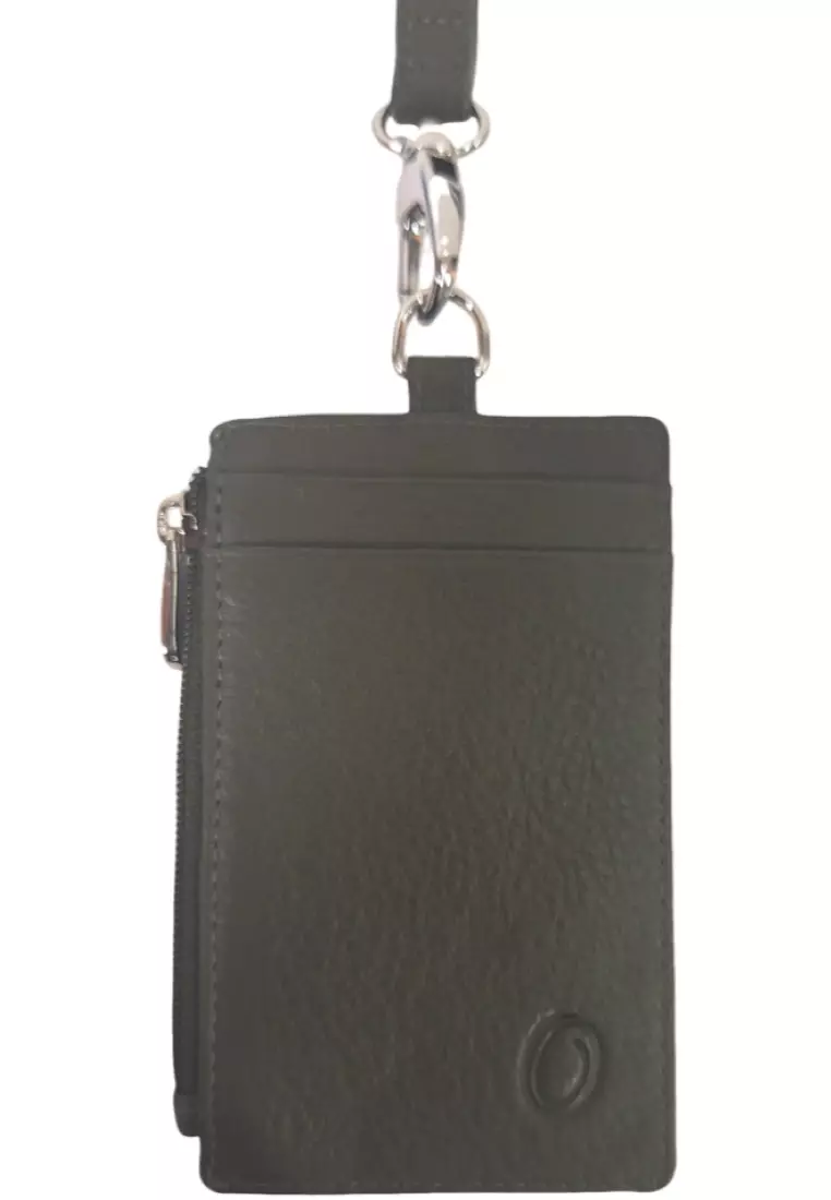 Oxhide Leather Lanyard / ID card holder Leather 4164 Green