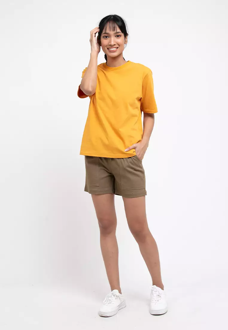 Forest Ladies Premium 100% Cotton Heavy Weight Boxy Cut Crew Neck T Shirt Women | Oversized T Shirt Perempuan - 822323-64DkYellow