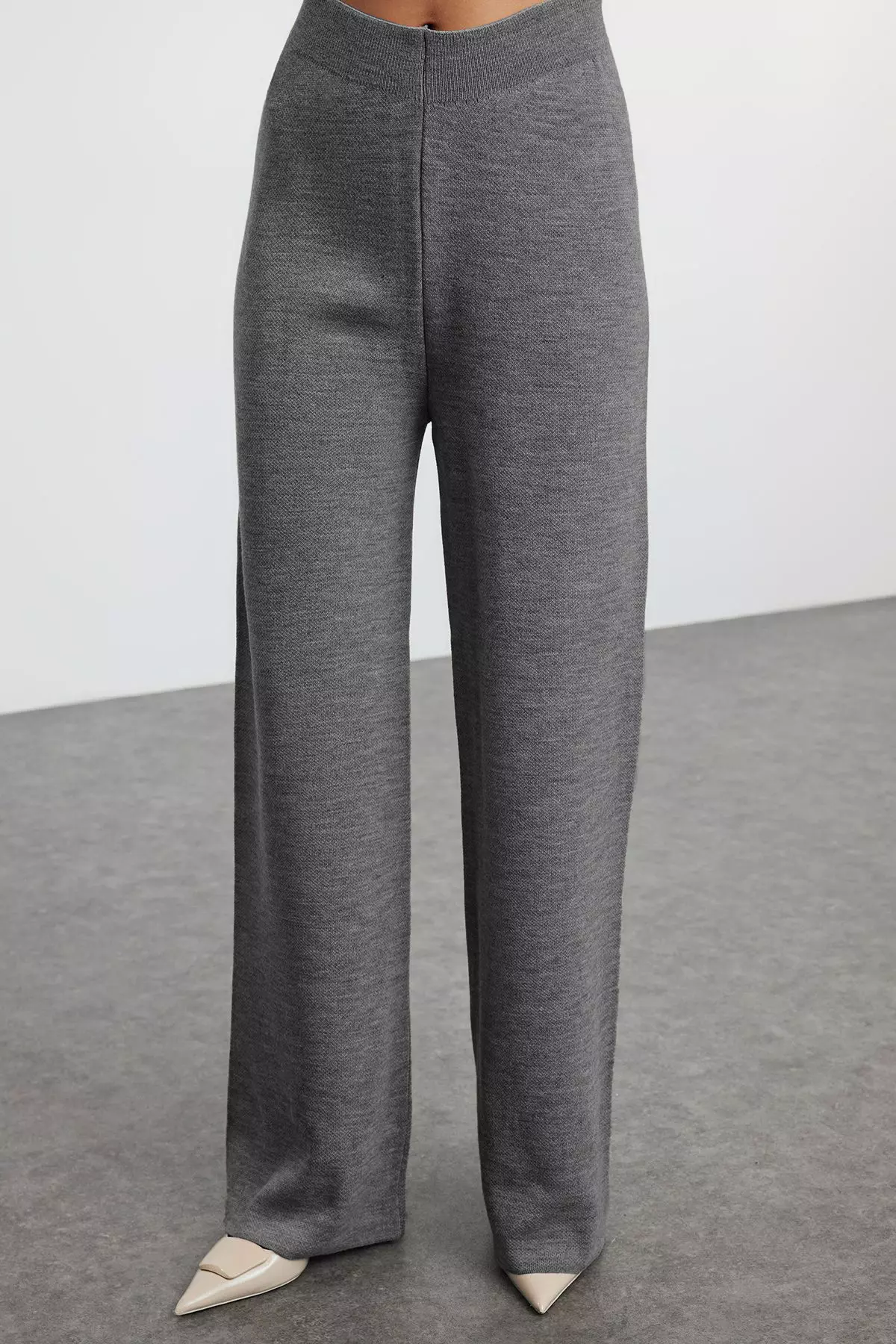 Anthracite Wide Fit Button Detailed Vest Pants Knitwear Top And Bottom Set