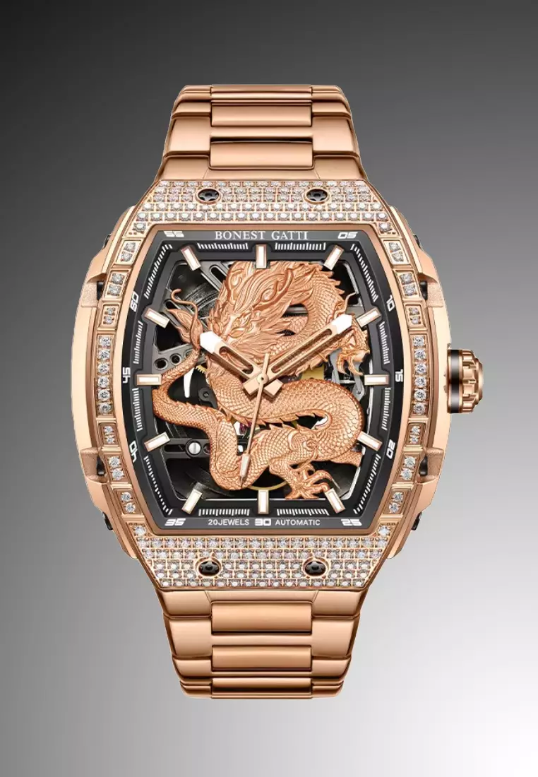 Automatic Unisex Stainless Steel Watch, IP Rose Gold Stainless Steel Bracelet