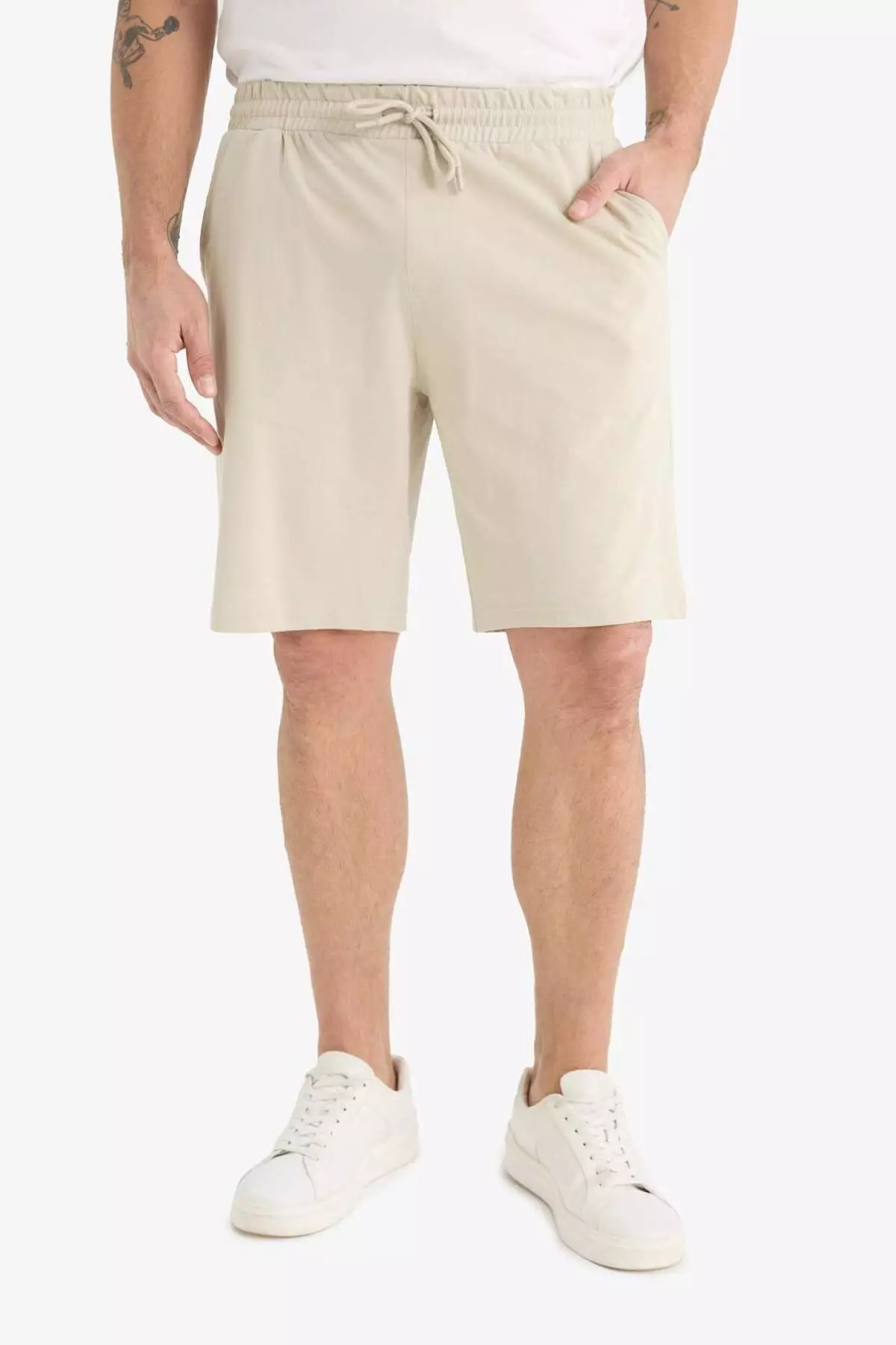 Slim Fit Tight Fit Pocket Cotton Basic Plain Bermuda Shorts W1105Az25Sp