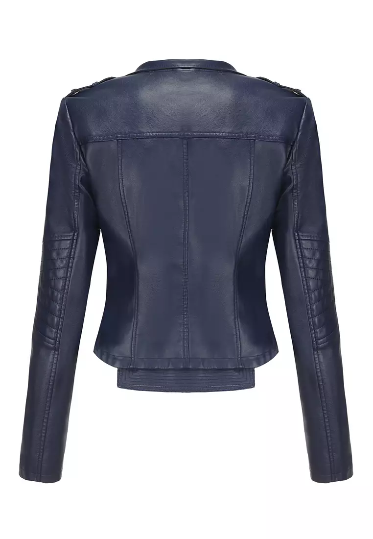 Cropped Faux Leather Jacket AD-D25