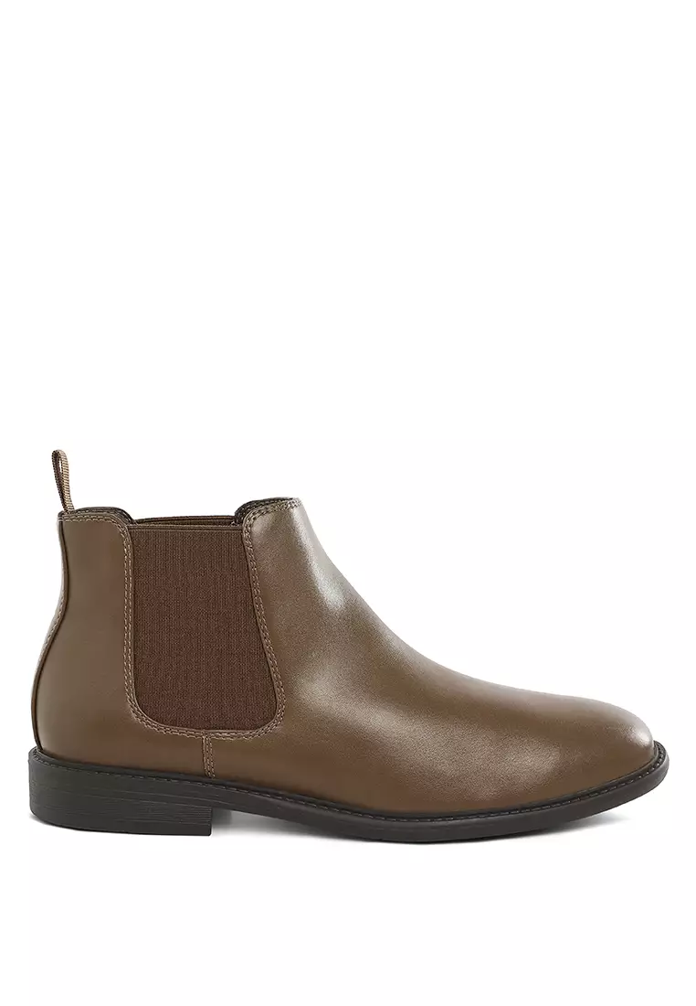 Discount on London Rag  shoes - SKU: Men's Faux Leather Chelsea Boots in Taupe