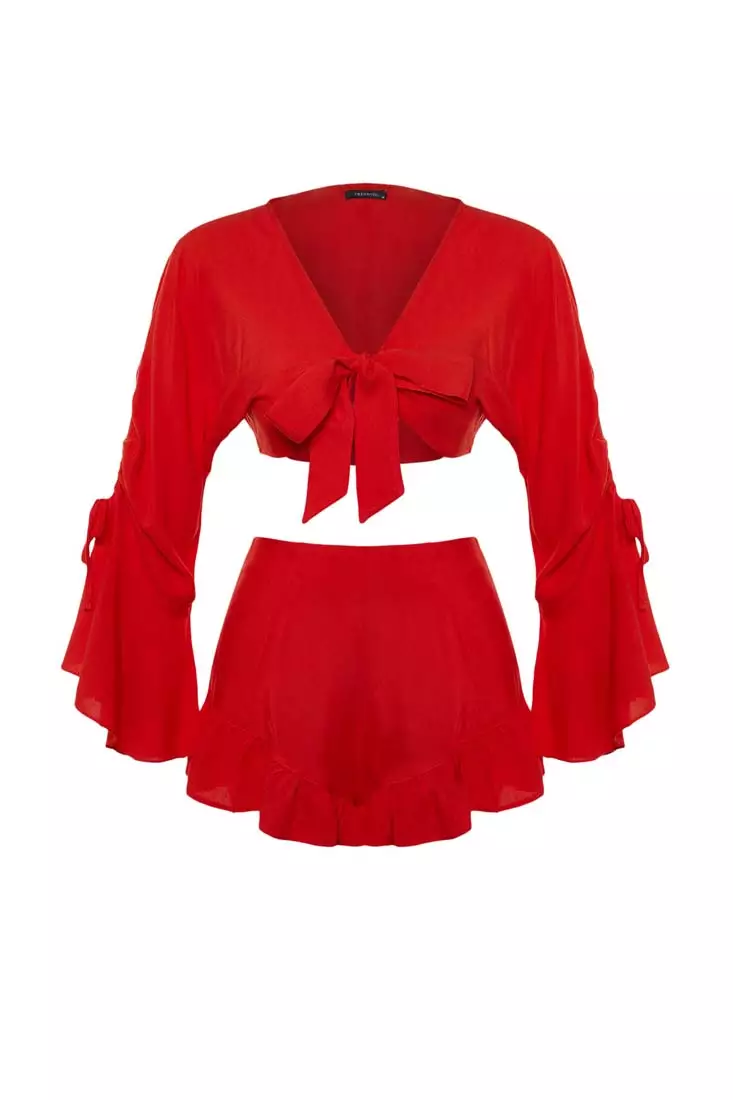 Flared Blouse and Shorts Set