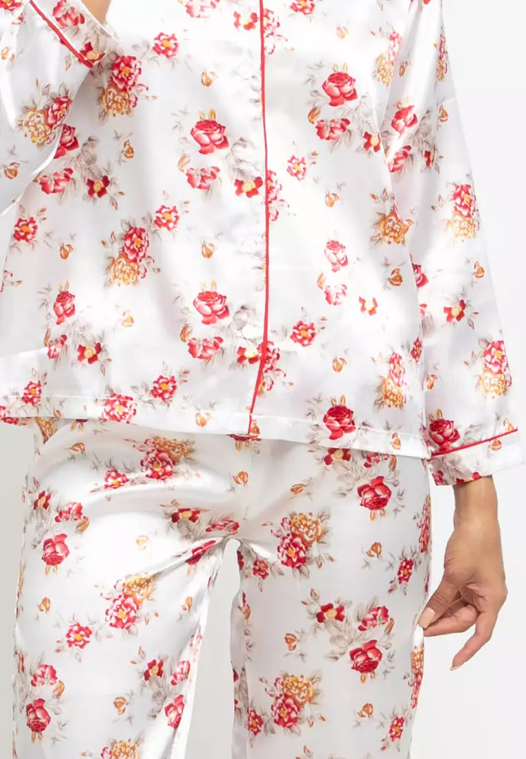 Pyjama Pijama Satin Silk Long Sleeve Long Pants Sleepwear