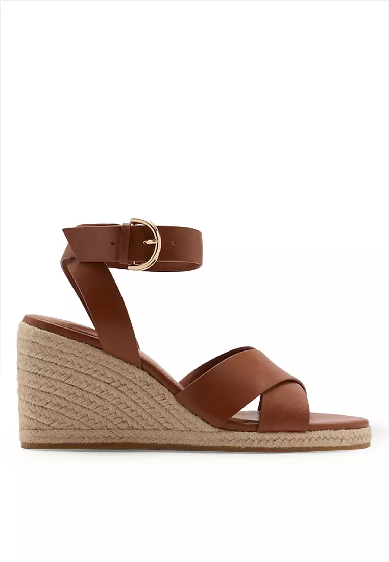 Discount on Mango  shoes - SKU: Wedge Sandals with Crisscross Straps