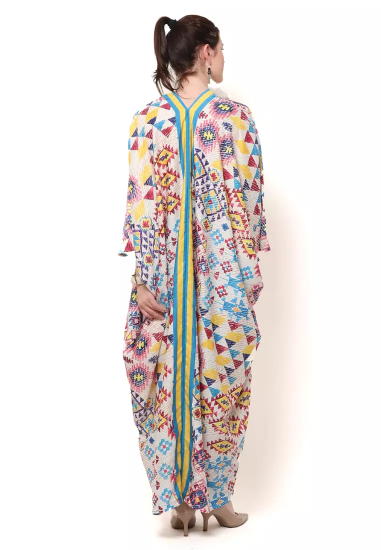 Kanzi Short Sleeve Marbel Printed Kaftan