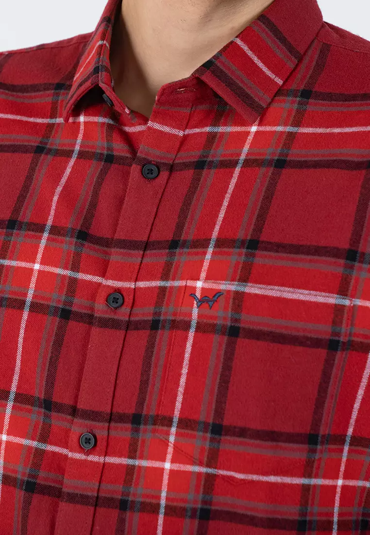 ABNER - RED BLUE Kemeja Flannel Casual Pria Lengan Panjang LS - Top Man Shirt
