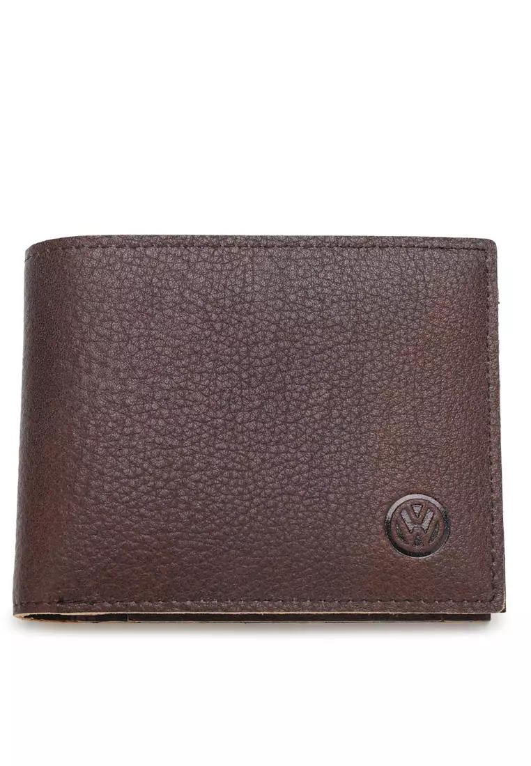 Men's RFID Genuine Leather Bi Fold Center Flap Short Wallet With Coin Compartment