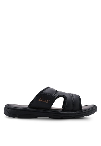Louis Cuppers black Paneled Flat Sandals B390DSH9A4EB71GS_1