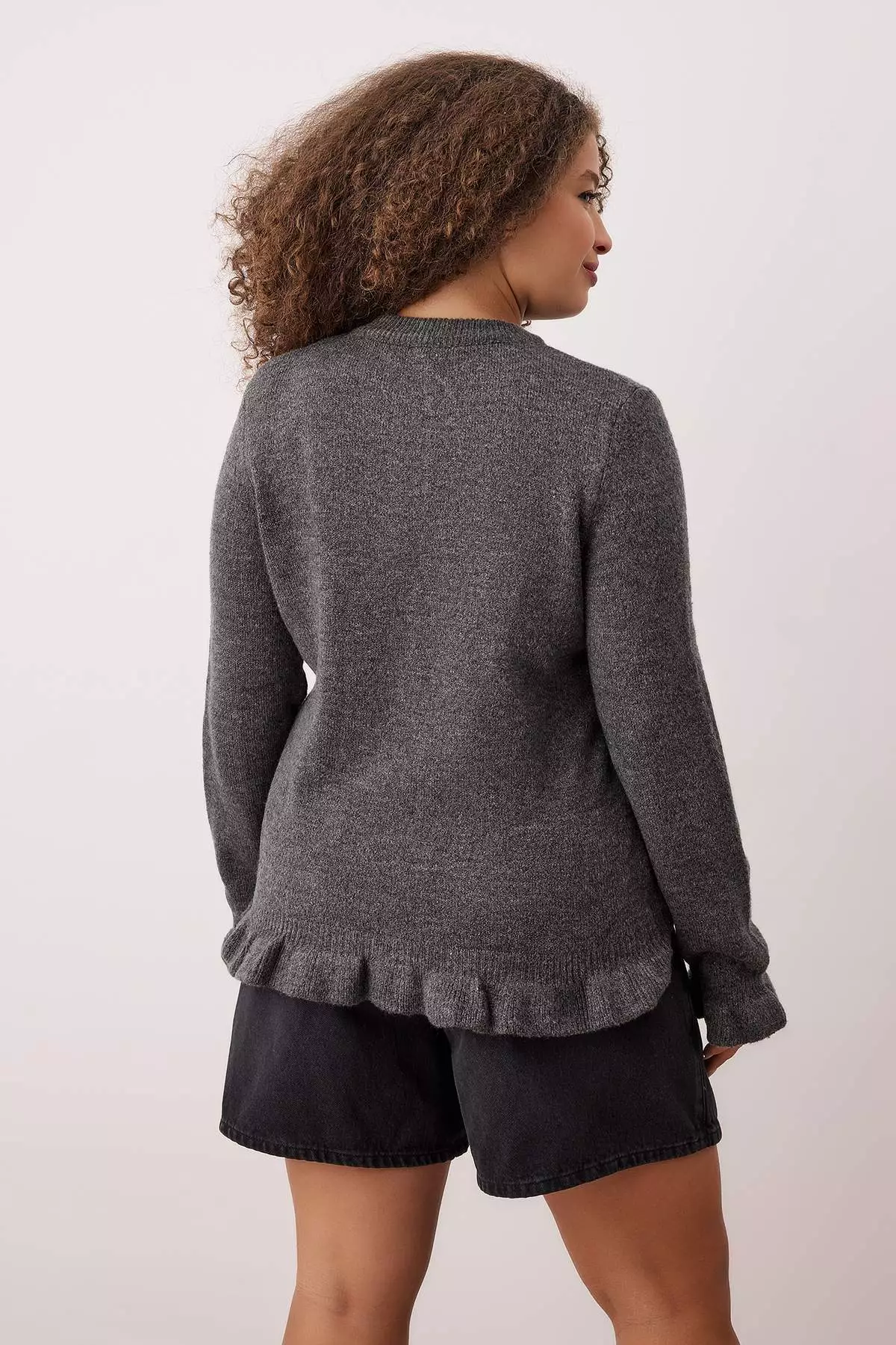 Anthracite Button & Flywheel Detailed Soft Textured Knitwear Cardigan Tbbaw26Av00031