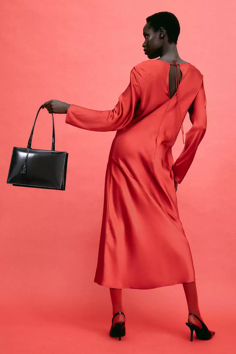 Tie-detail satin dress