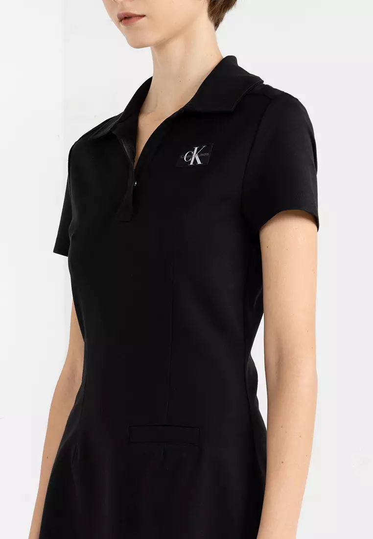 Buy Calvin Klein Logo Tape Slim Polo Dress - Calvin Klein Jeans in CK Black  2024 Online