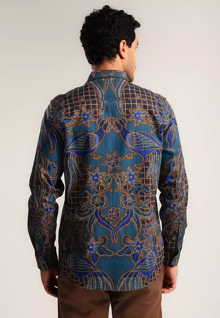 MOC - Kemeja Batik Pria Lengan Panjang Bramantha - Navy